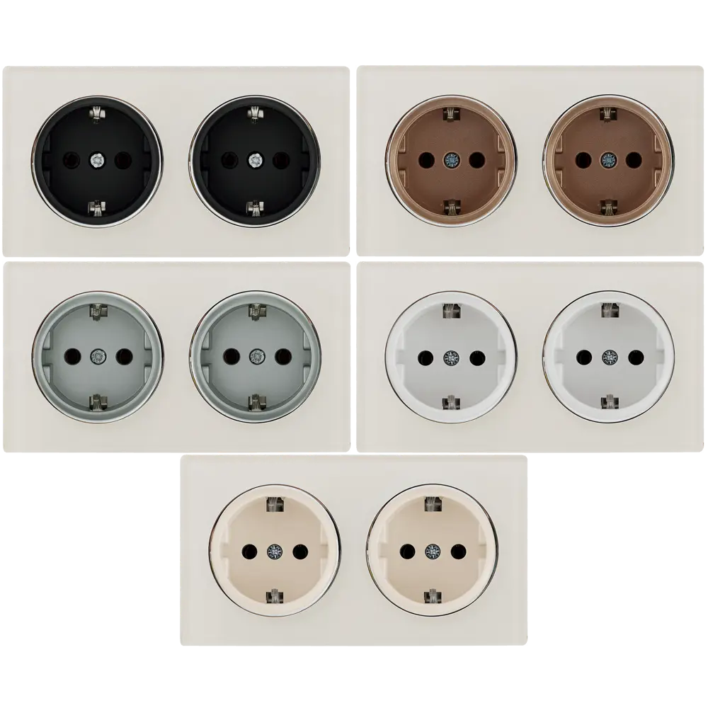 Рамка для розеток и выключателей Onekey Florence 2 поста стекло цвет бежевый ONEKEYELECTRO STLM-2058087 - Вид №1