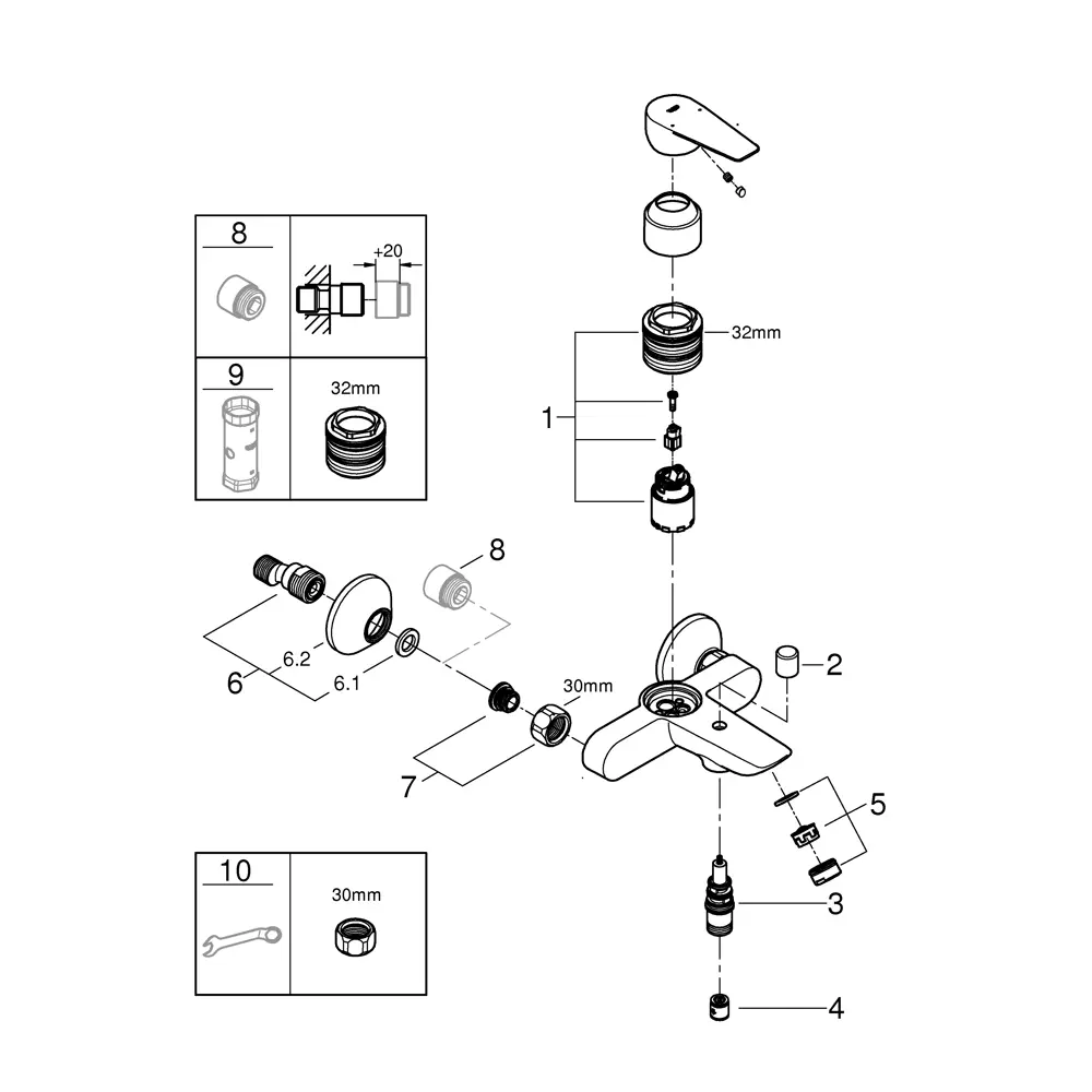 Смеситель для ванны Grohe New Start Edge, цвет хром 86600729 STLM-2091722 - Вид №5
