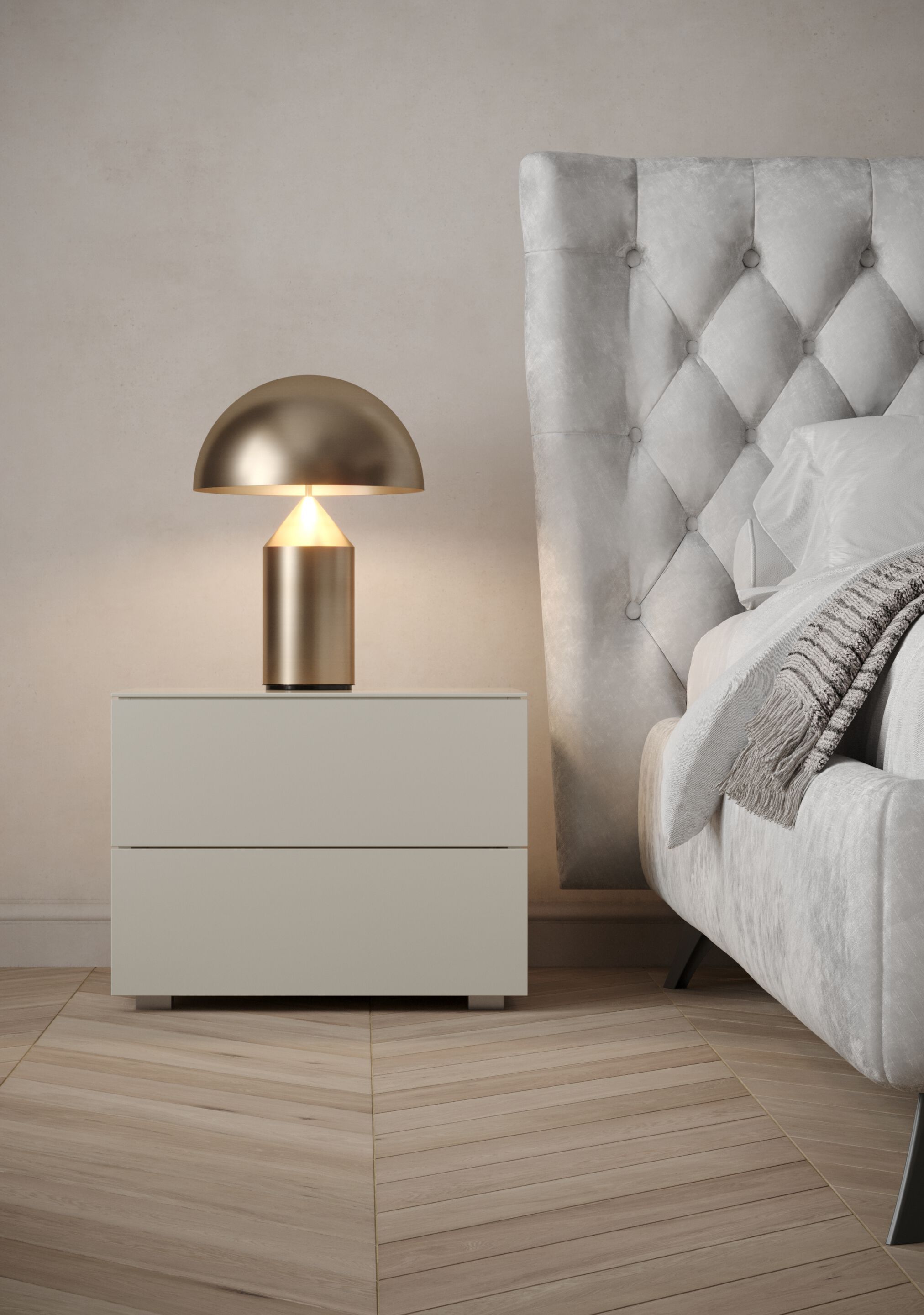 Кожаная двуспальная мягкая кровать с капитонным изголовьем Giessegi KING ARCH-00064867 - Вид №1