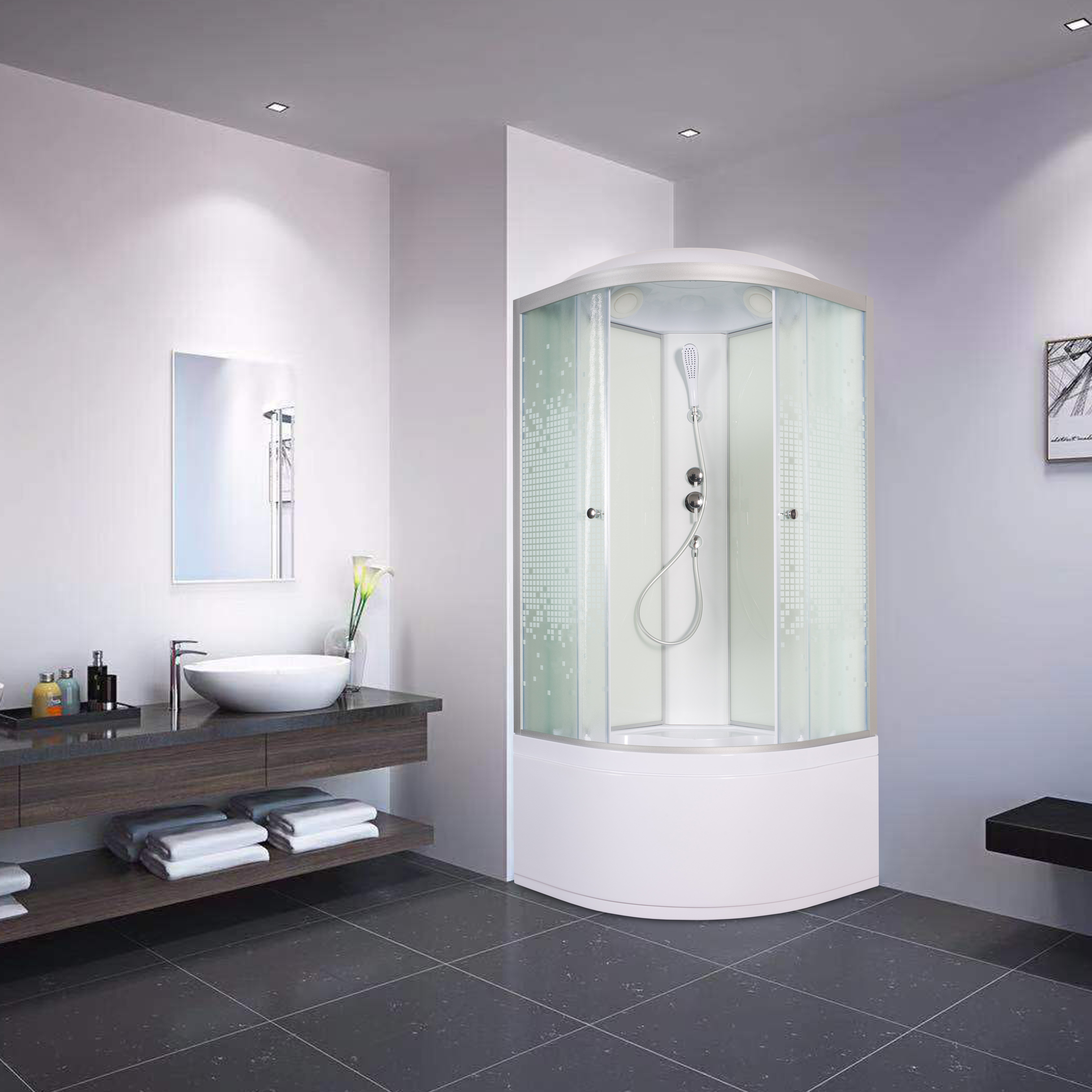 BМ1590 стандартная BLACK Душевая кабина DETO Серия ВМ L 980 стандартная - Вид №31