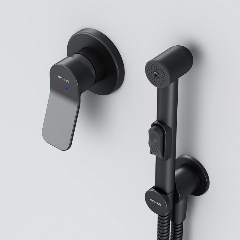 F40H85A22 гигиенический набор для скрытого монтажа со смесителем для душа черный шт. AM.PM X-Joy  - Вид №3