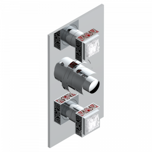 A2S-5400BE Накладка с ручкой регулировки температуры и двумя маховиками для термостатического смесителя 5400AE Thg-paris Masque de Femme, solaire Хром