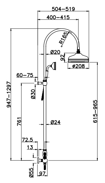 4291/PDC0cr Душевой гарнитур Gattoni Programma Docce Santreyd  - Вид №1