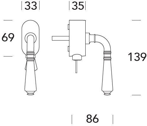 Reguitti Оконная ручка из латуни dk с замком на розетке Ginevra A040dkc6758 - Вид №2