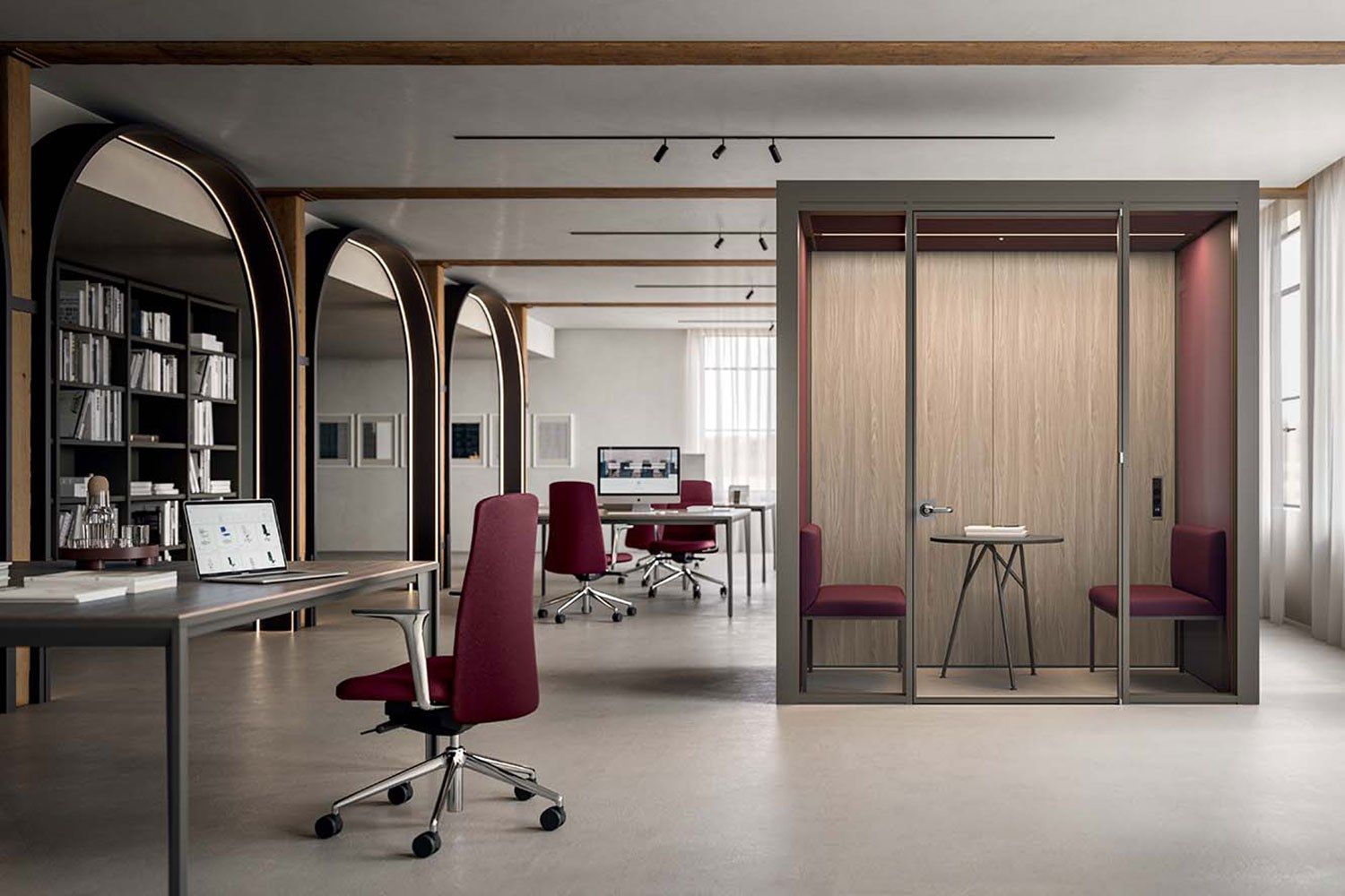 Многосторонняя акустическая офисная кабина со встроенным освещением Quadrifoglio Group дизайн-офис ARCH-00017904 - Вид №9