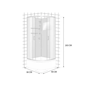 Душевая кабина Тей 1/4 высокий поддон 90x90 см