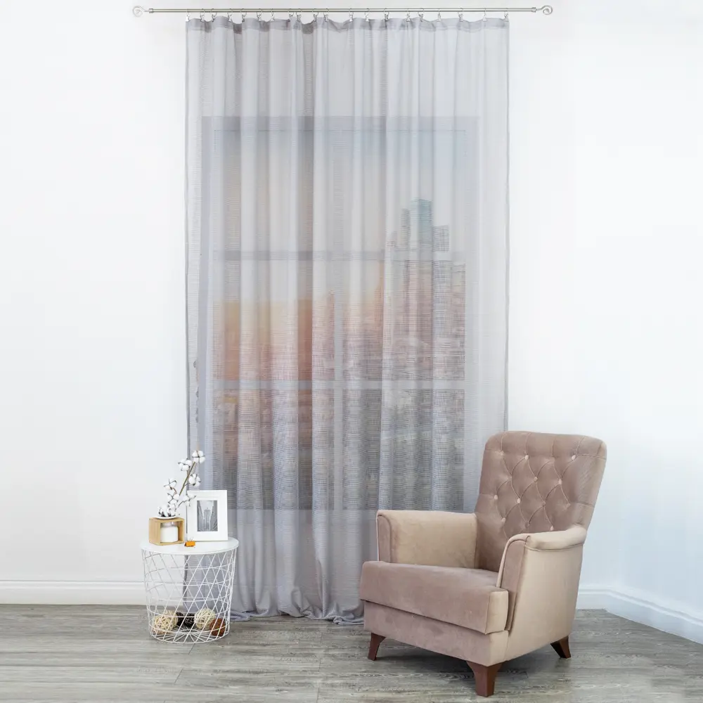 Тюль 1 м/п Однотонный W011475 сетка фэнтези 300 см цвет серый TEX REPUBLIC STLM-2206770 - Вид №2