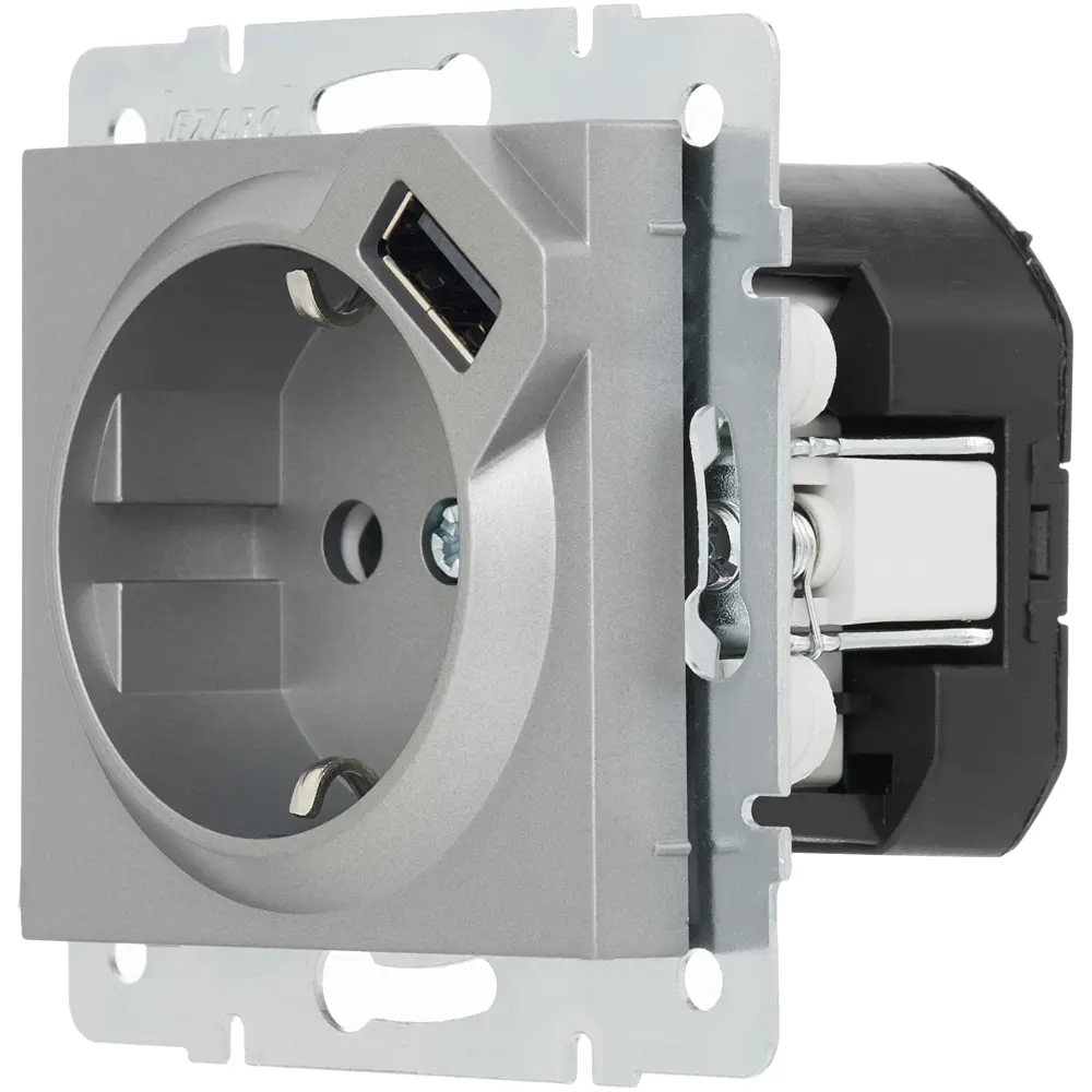 Розетка Lezard Vesna с заземлением, платиновый оттенок 87103781 STLM-1583284 - Вид №1