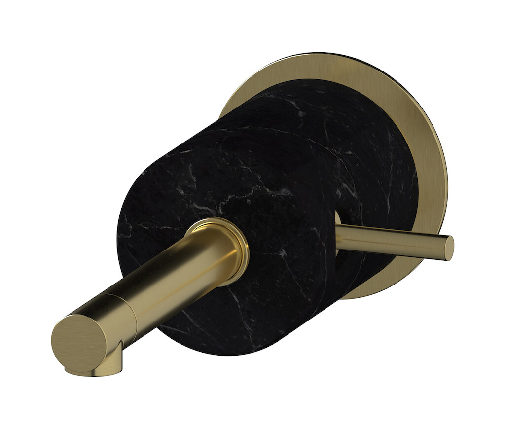 Встроенный в стену смеситель для раковины на 1 отверстие в комплекте с донным клапаном WE ARE IB mm209is_2 Brushed Pale Gold Marmo