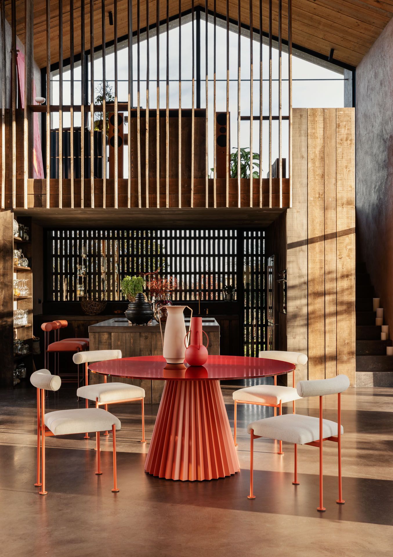 Круглый мраморный стол с металлическим основанием Midj плиссе ARCH-00026167 - Вид №2