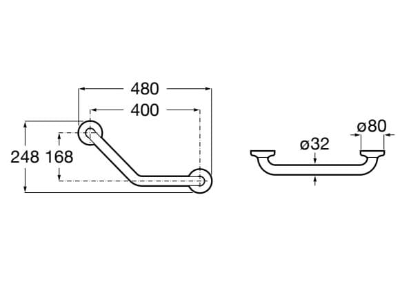 Металлическая угловая ручка для ванной комнаты с антибактериальной обработкой Roca ACCESS ARCH-00043058 - Вид №2