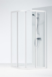 608081 IFO Душевая кабина круглая из кварца SVR VK, белые лакированные профили, прозрачное стекло, SVP NK 700 x 900