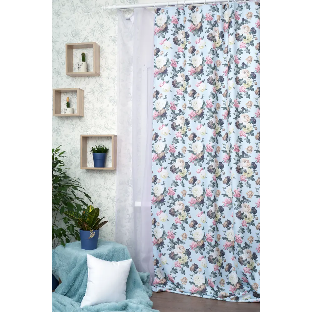 Штора на ленте «Розы» 140х260 см цвет голубой 18709763 STLM-2116780 SEASONS  - Вид №7