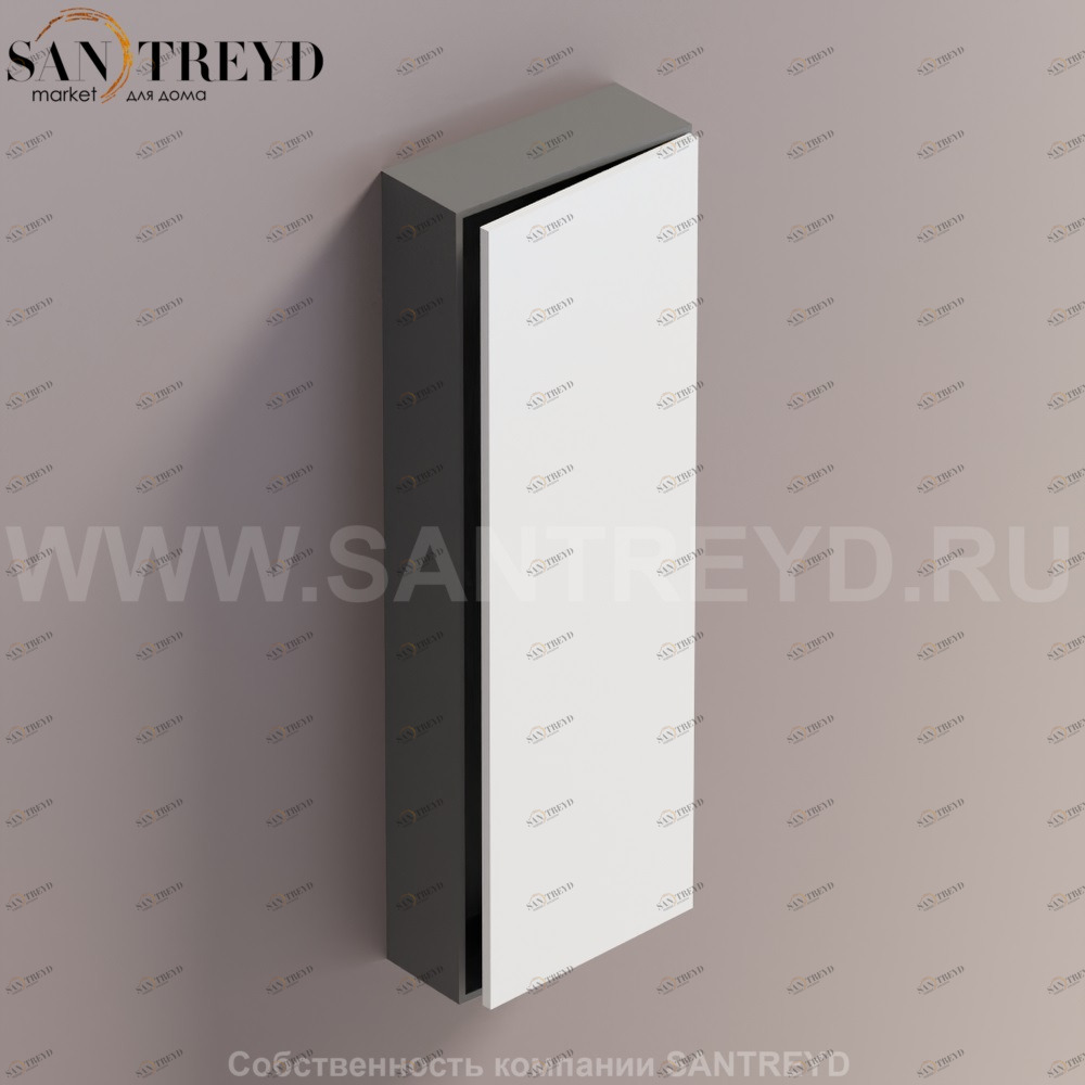 LIFT Модульный шкаф 120 см с правой дверью на доводчиках. Модули могут располагаться горизонтально и вертикально. Отделка: темно-серая краска и белая краска. AMOB054LZLGDX Agape