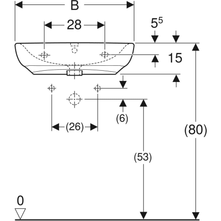 258555000 Раковина Geberit Renova Comfort, безбарьерная Geberit  - Вид №3