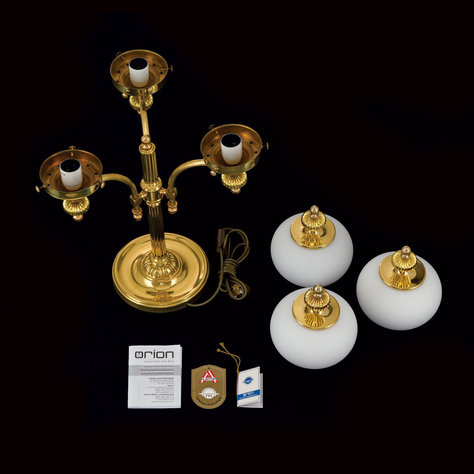 Латунная и стеклянная настольная лампа Orion Wiener Nostalgie ARCH-00056533 - Вид №4