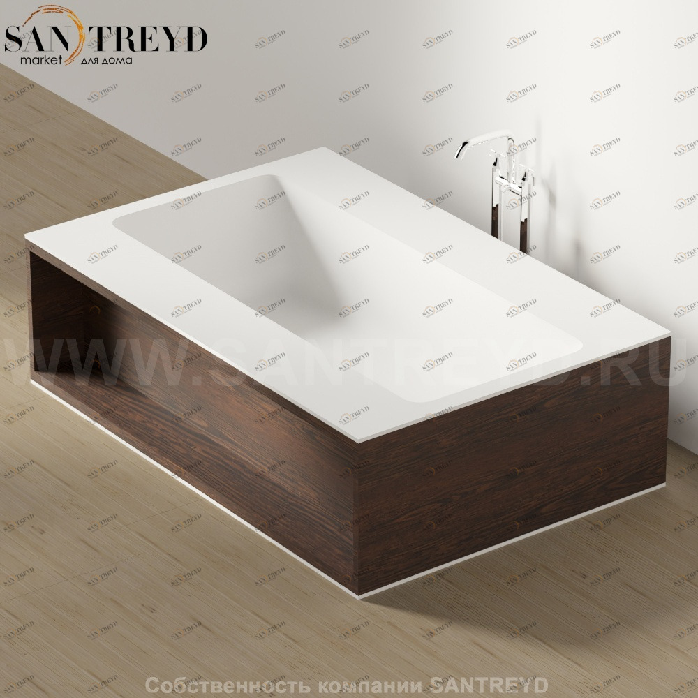 Ванна свободностоящая CARTESIO W с местом хранения с двух сторон коричневый дуб Agape AVAS0996RU