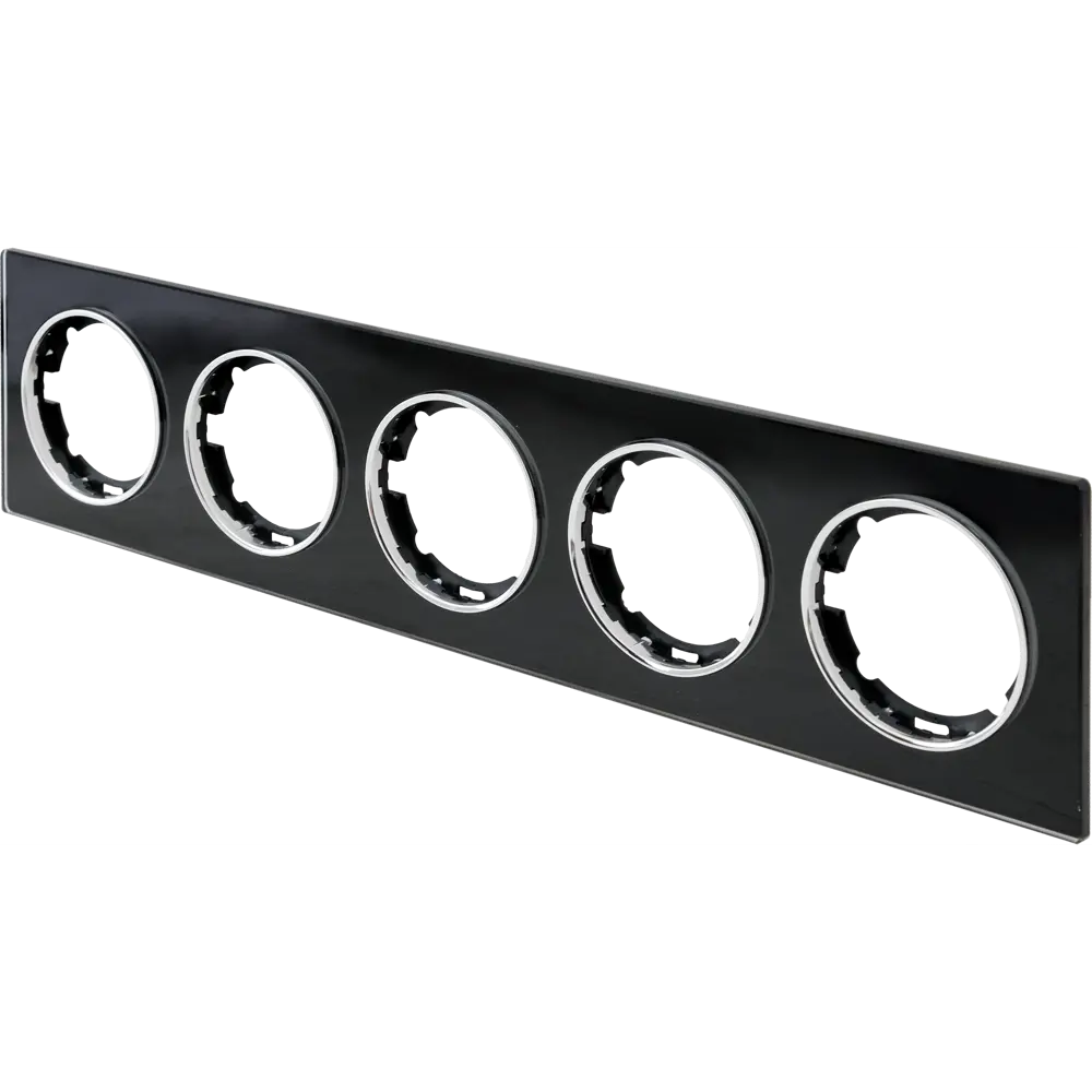 ONEKEYELECTRO Стеклянная рамка для розеток 5-местная черная глянцевая 82838540 Florence STLM-0036871 - Вид №2