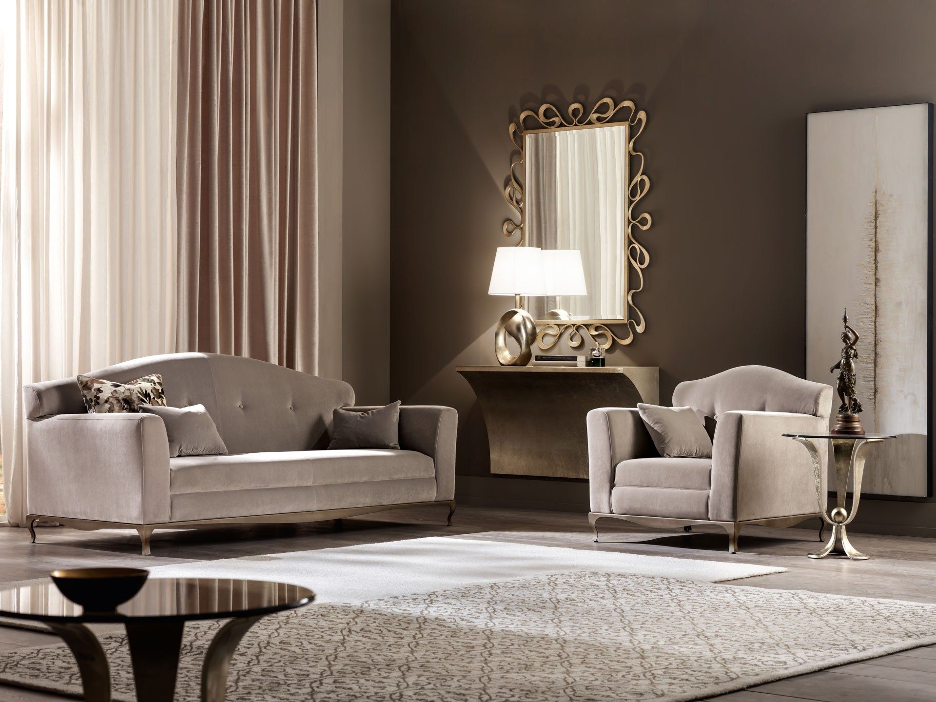 Бархатное кресло с подлокотниками Cantori гирлянды ARCH-00098462