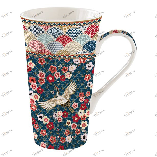 Кружка фарфоровая 0,6 л синяя "Окинава" EASY LIFE COFFEEMANIA & ATMOSPHERE 00-3947017 Бежевый;синий 