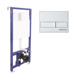 040212 Инсталляция BERGES для скрытого монтажа NOVUM L2 с кнопкой матовый хром  Berges NOVUM L3