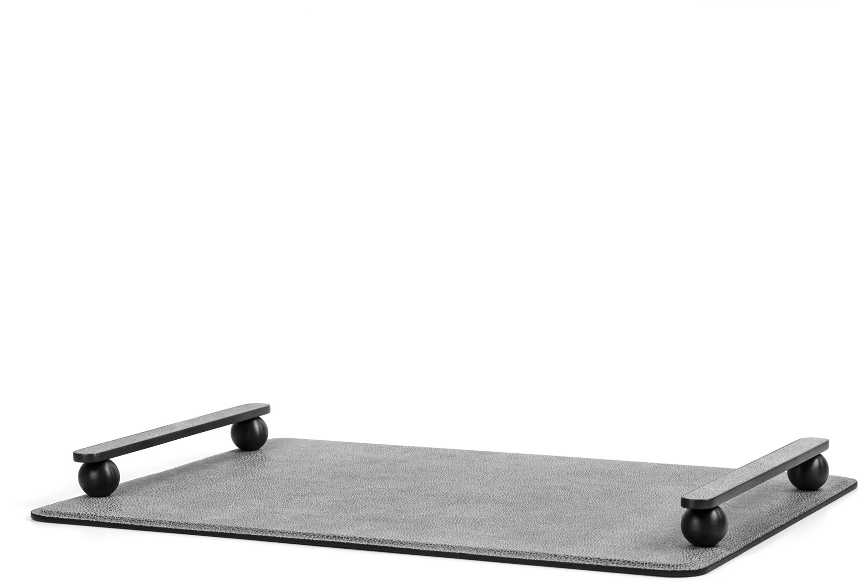 Поднос Памфили - 43,5X32 см/металл-отделка_золото/зернистая кожа_черный