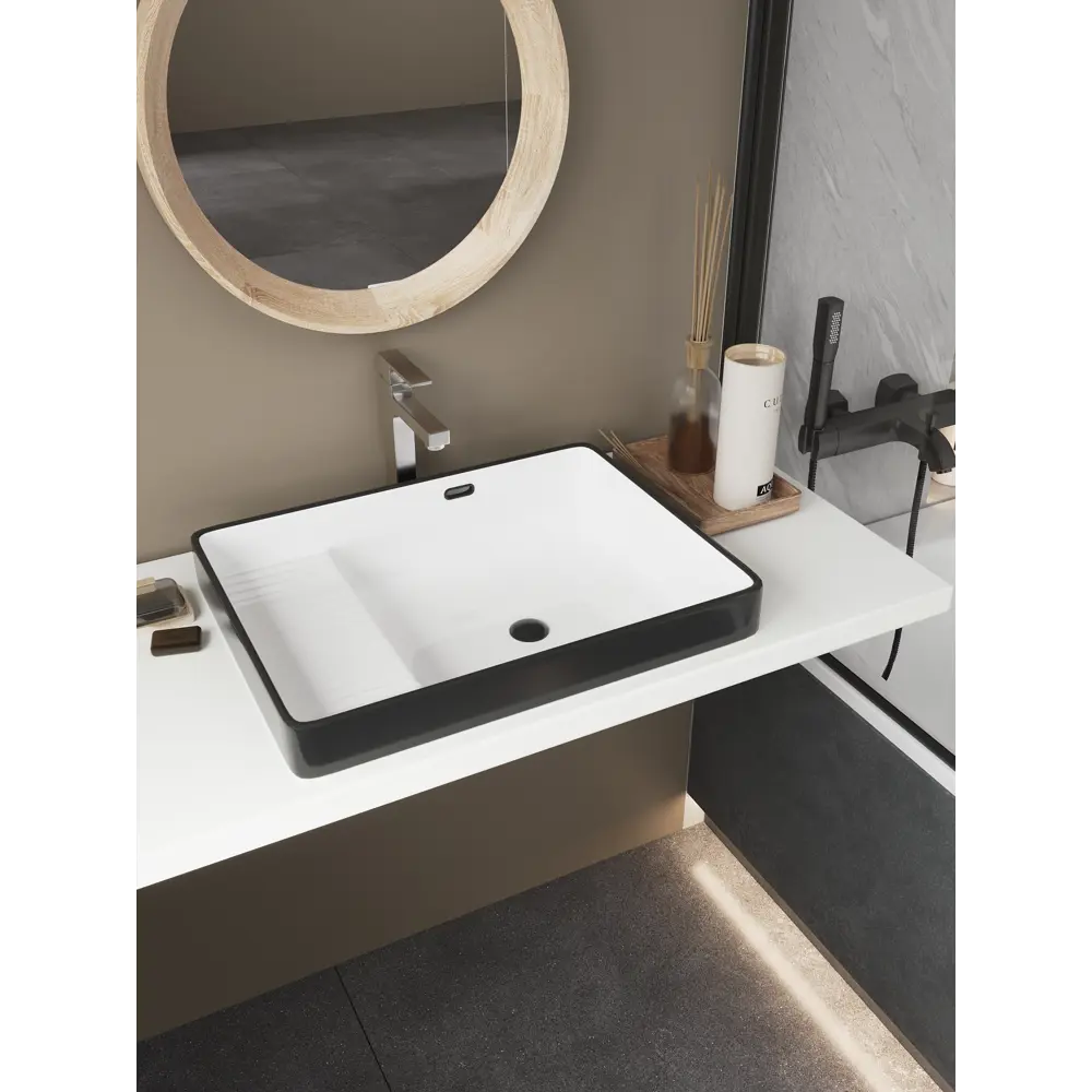 Раковина Slim Black-White накладная на столешницу 56.5x43 см 89316160 STLM-2174224 Santreyd - Вид №2