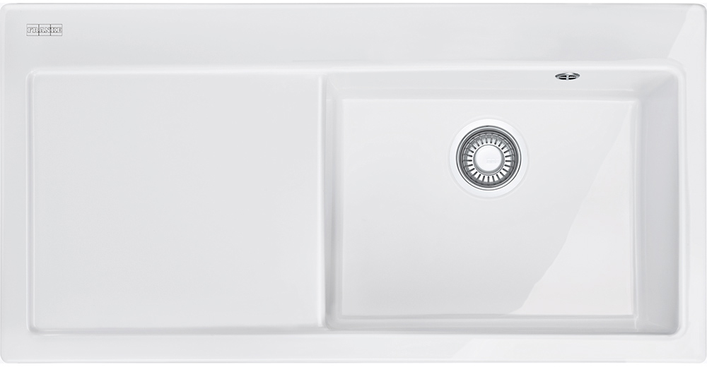 124.0335.708 Best, серия mythos, керамика, мойка mtk 611-100, установка сверху, вентиль-автомат, чаша слева, белый Franke Franke Mythos 