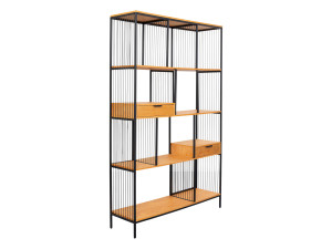 Стальная и деревянная полка с ящиками