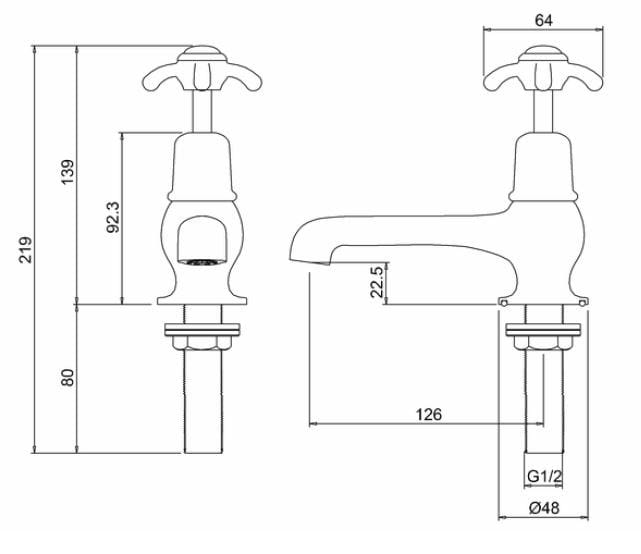 Смеситель для раковины с 2 отверстиями Burlington ANGLESEY ARCH-00038410 - Вид №5