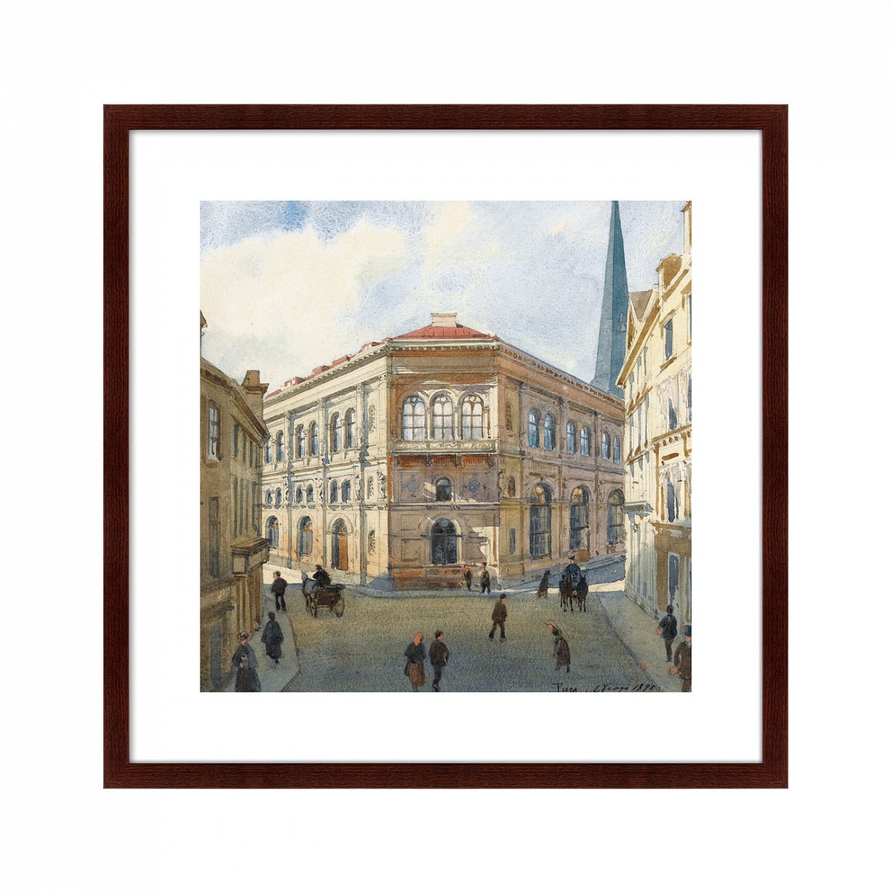 Картина в раме 78,5х78,5 см View of the riga stock exchange, 1880г. КАРТИНЫ В КВАРТИРУ  264149 Голубой;серый;разноцветный  - Вид №1