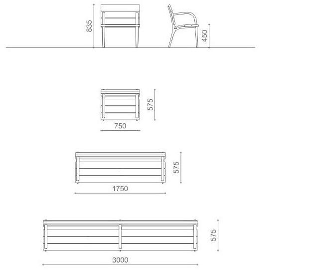 Metalco Деревянная скамья в современном стиле с подлокотниками sun-id-1349063 - Вид №4