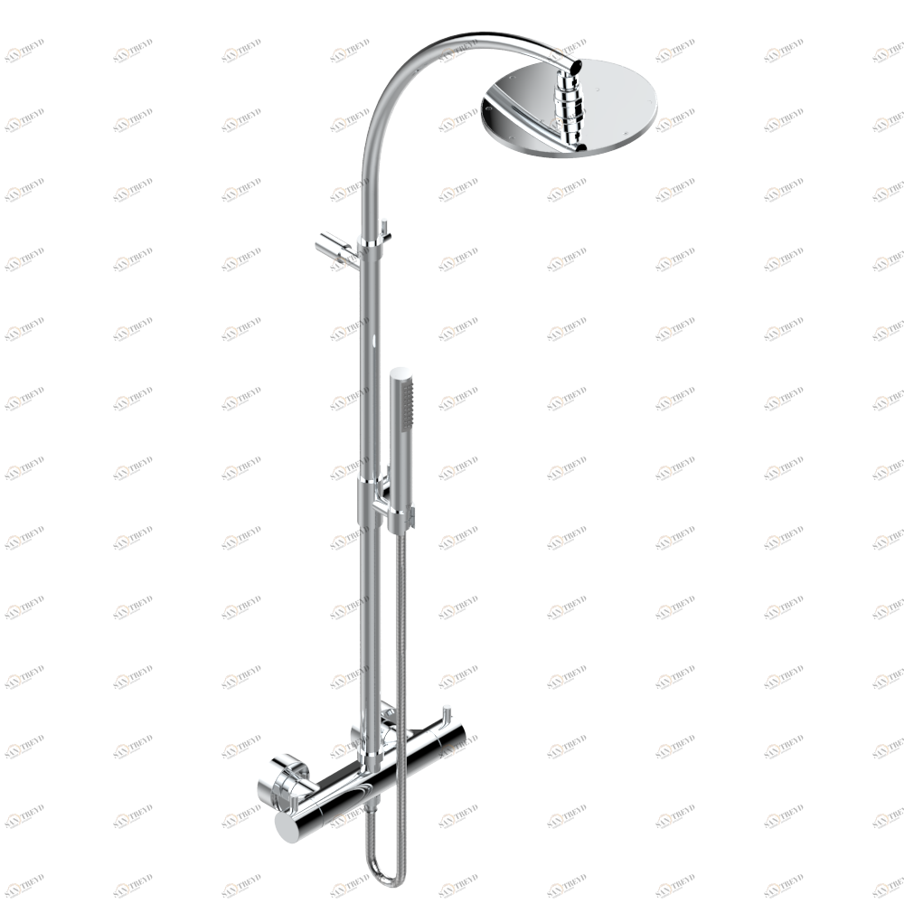 G5A-6529CD Смеситель термостатический для душа настенного монтажа 1/2" с душевой колонной, верхним душем Ø 200 мм, ручным душем и шлангом Thg-paris Nano Хром G5A 6529CD  A02 CAT.A