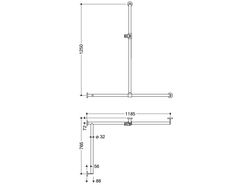 900.35.30560 Поручень для душа с выдвижным держателем для душа HEWI Greifen  - Вид №5