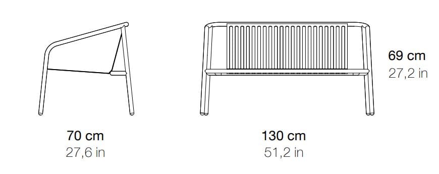 Алюминиевая садовая скамейка со спинкой Branca Lisboa Erva ARCH-00052035 - Вид №9