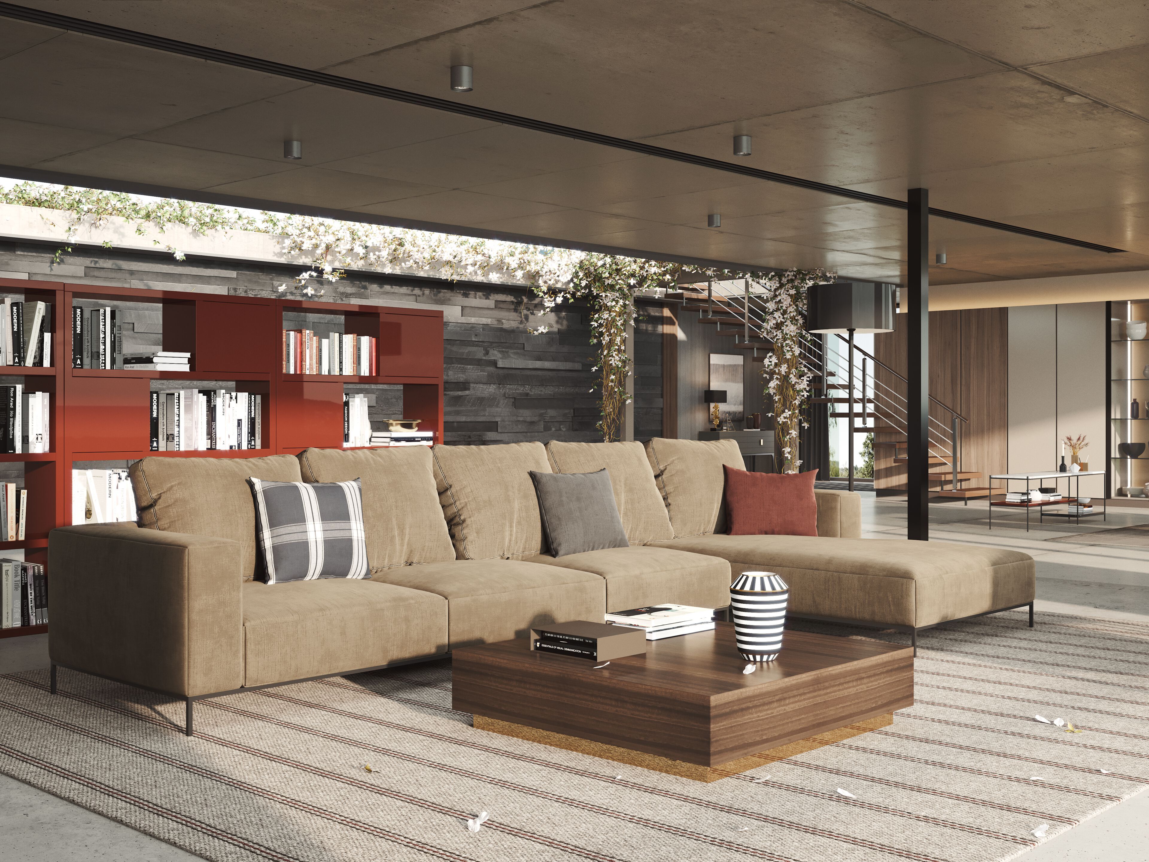 Бархатный диван с полуостровом PRADDY Miller ARCH-00040345 - Вид №3