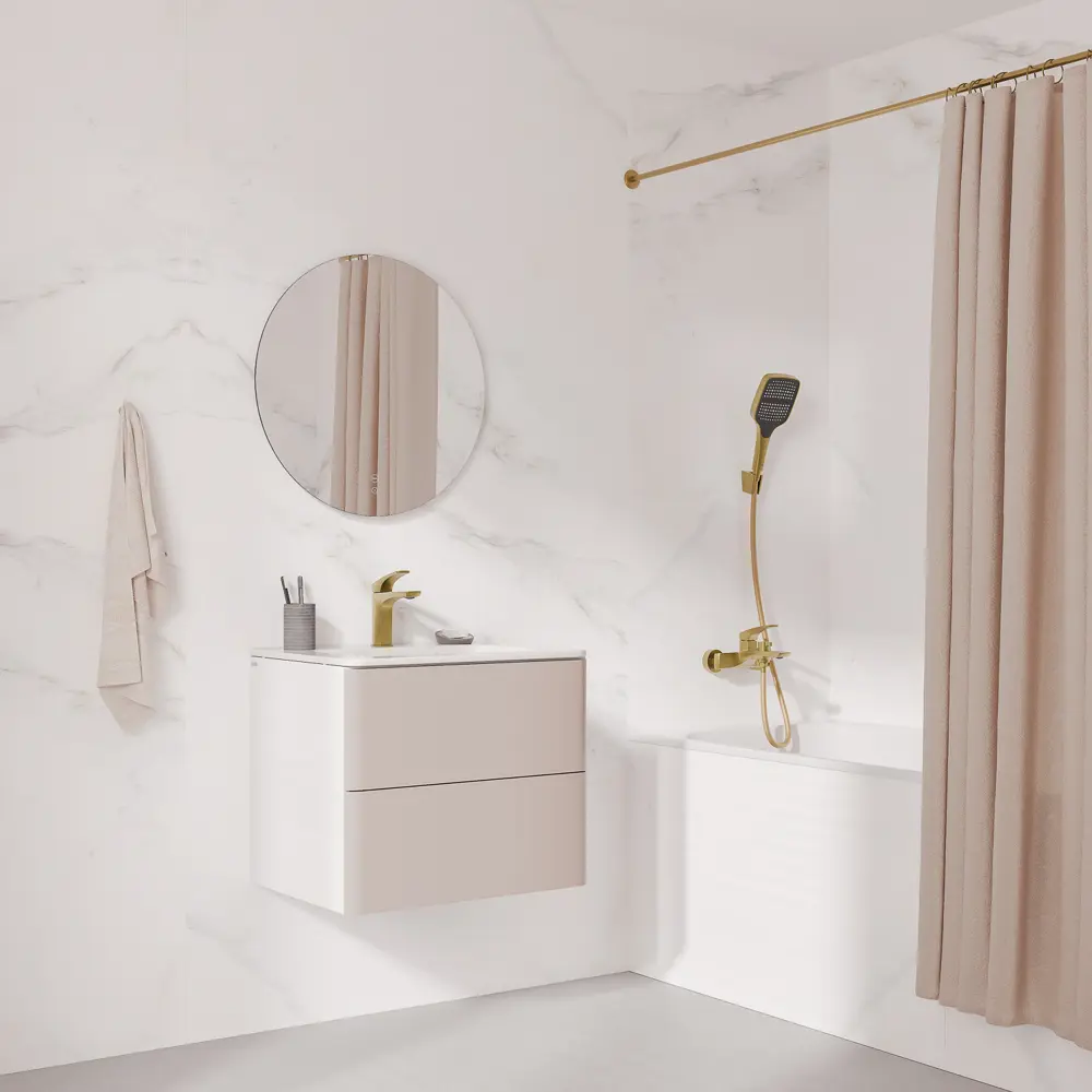 Смеситель для ванны Iddis LAHMG00i02 однорычажный с лейкой и шлангом цвет золото Lahta STLM-2082215 - Вид №4