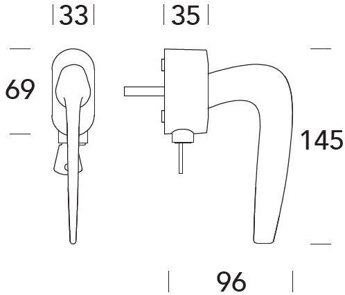 Reguitti Оконная ручка dk с замком на розетке Elegance A005mr02235 - Вид №1