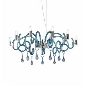 Люстра из муранского стекла 45х110 см голубая Sylcom Street 2001/9 CR SYLCOM ДИЗАЙНЕРСКИЕ 00-3883052 Голубой;прозрачный