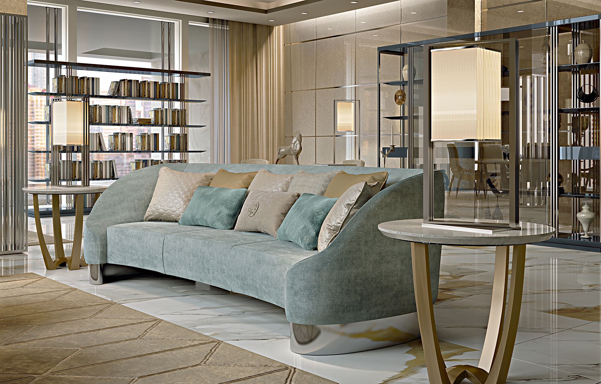 3-местный изогнутый тканевый диван Bizzotto Italia Symphony-Infinity ARCH-00096352 - Вид №3