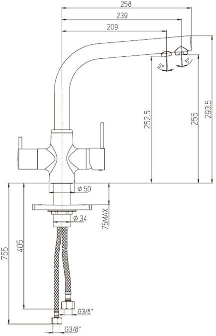 Paini Arena 92CR6433VEB90DAKM смеситель для кухни - Вид №3