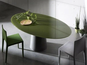 Sovet italia Овальный стол из нержавеющей стали и хрусталя Totem