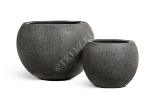 41.3319-01-025-GR-40 Кашпо  Effectory - серия Stone - Большая полусфера - Тёмно-серый камень Цветочная коллекция