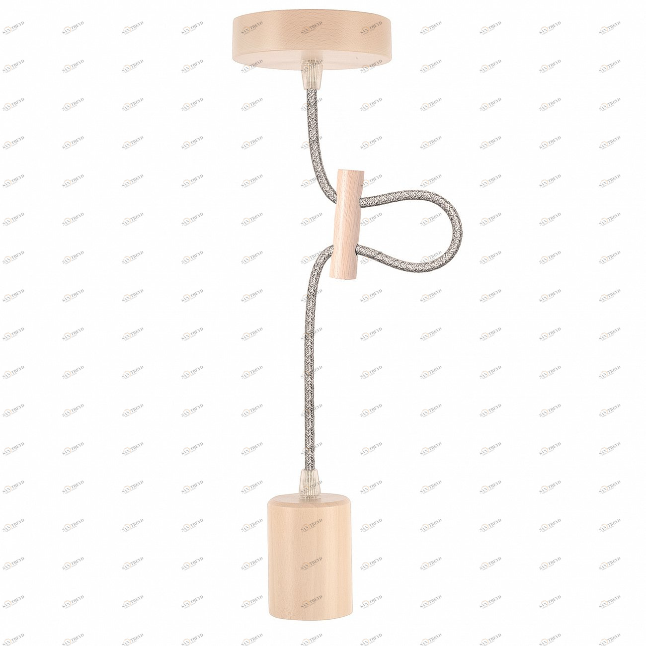 Светильник подвесной с деревянным плафоном бук беленый PND.126.01.02.005.BW 33 ИДЕИ  00-3973797 Бежевый Santreyd 