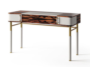 Деревянный и кожаный письменный стол