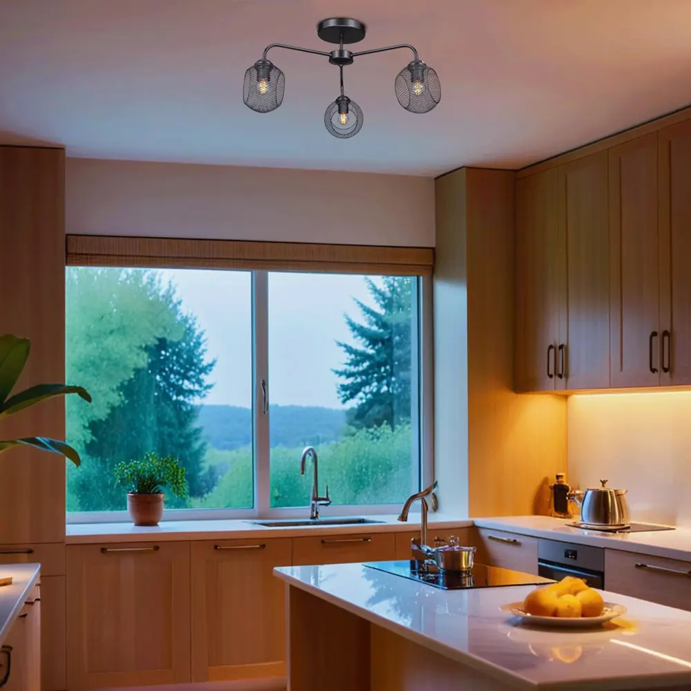 Люстра потолочная Эйр РС21386 3 лампы 10 м² цвет черный РОССВЕТ STLM-2129905 - Вид №10