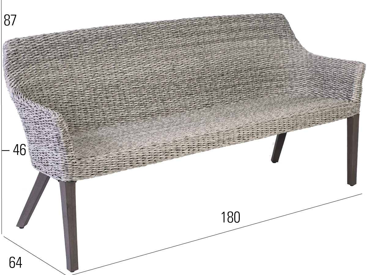 68.00.0361 Скамейка Tortuga Twist oyster / stone grey 3-х местная Mbm - Вид №2