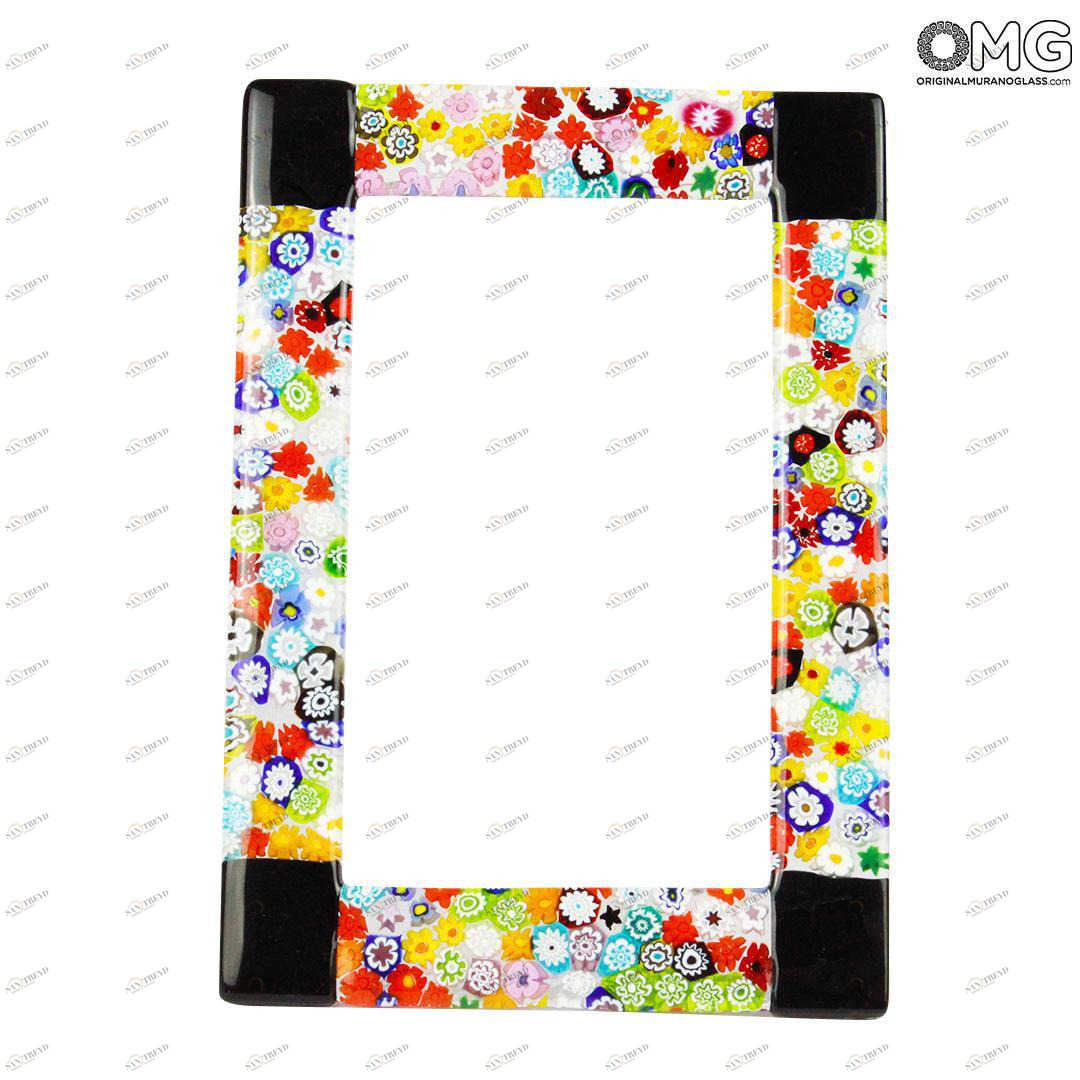 1817 ORIGINALMURANOGLASS Фоторамка Черная Фантазия миллефиори - муранское стекло  см 