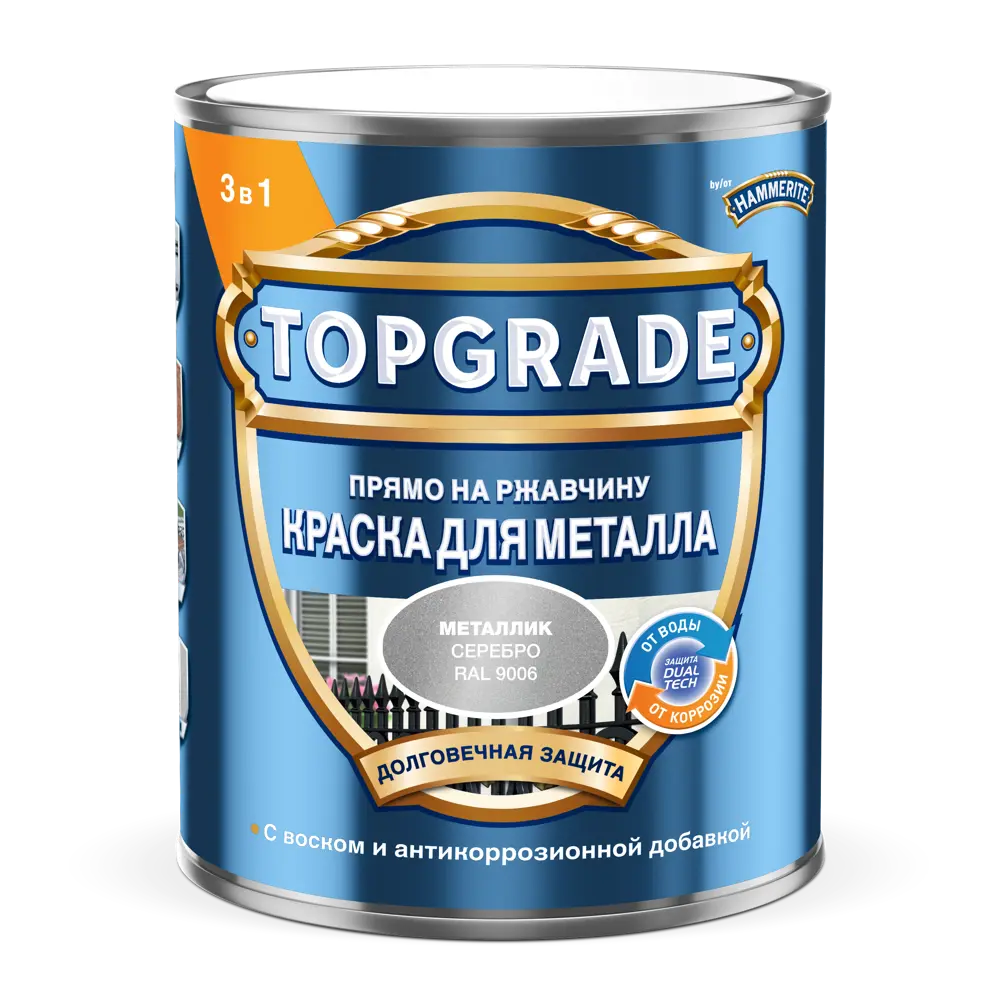 Грунт-эмаль по металлу 3 в 1 Topgrade гладкая цвет серебристый 0.75 л STLM-2011698 - Вид №1