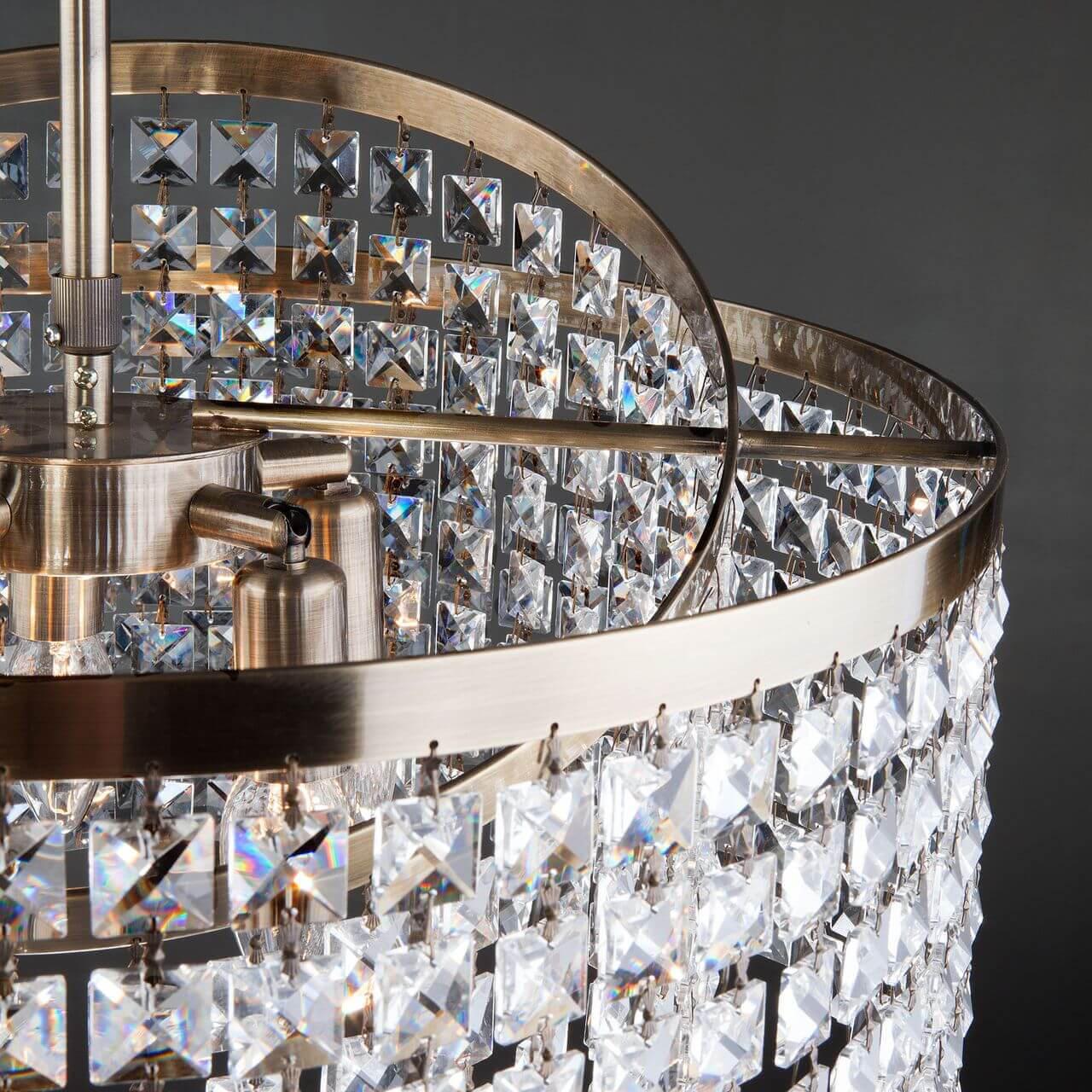 Подвесная люстра Eurosvet 10090/5 античная бронза/прозрачный хрусталь Strotskis EUROSVET ДИЗАЙНЕРСКИЕ, LEONI 00-3887535 Бронза;прозрачный  - Вид №3